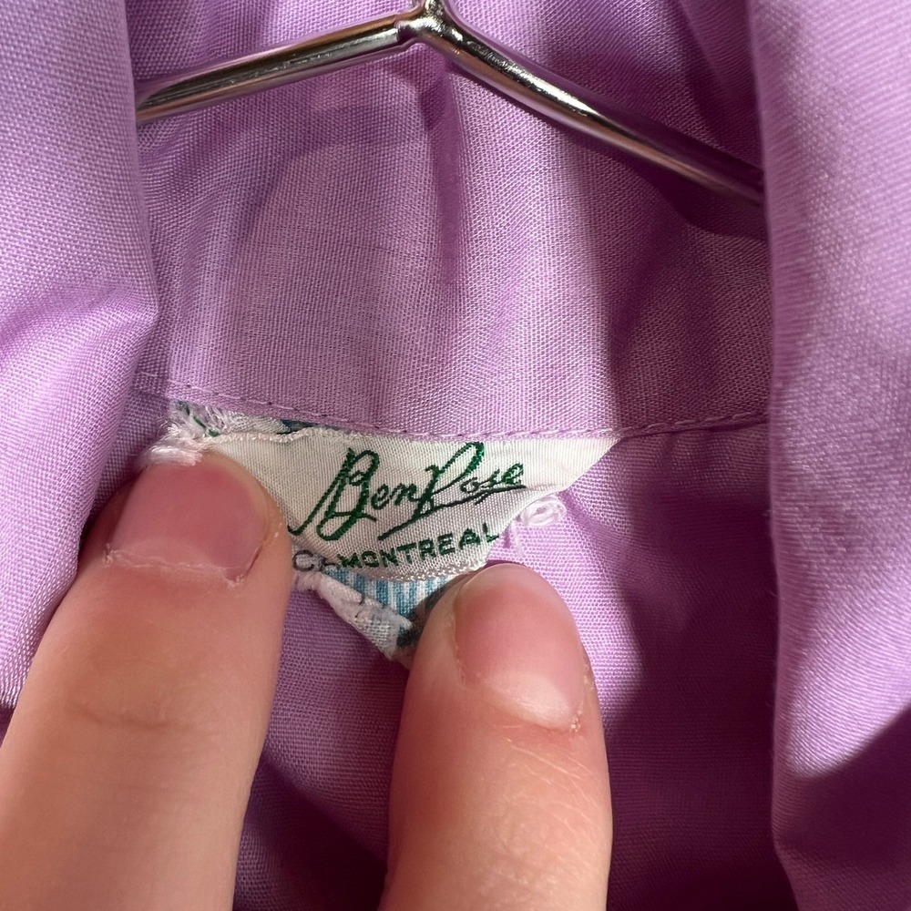 Vintage Ben Rose‎ Purple Ruffle Blouse Long Sleeve Button Front Montreal Small - Picture 3 of 7